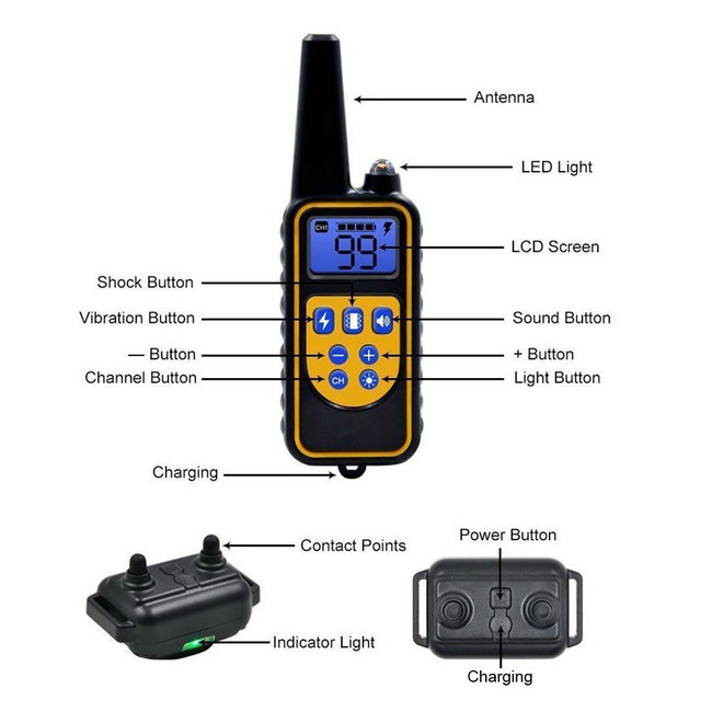 Collier de Dressage Anti-aboiement Etanche Rechargeable pour Chien