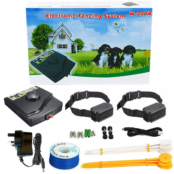 Clôture Anti Fugue Electronique pour Chien avec 2 colliers Rechargeable et Etanche