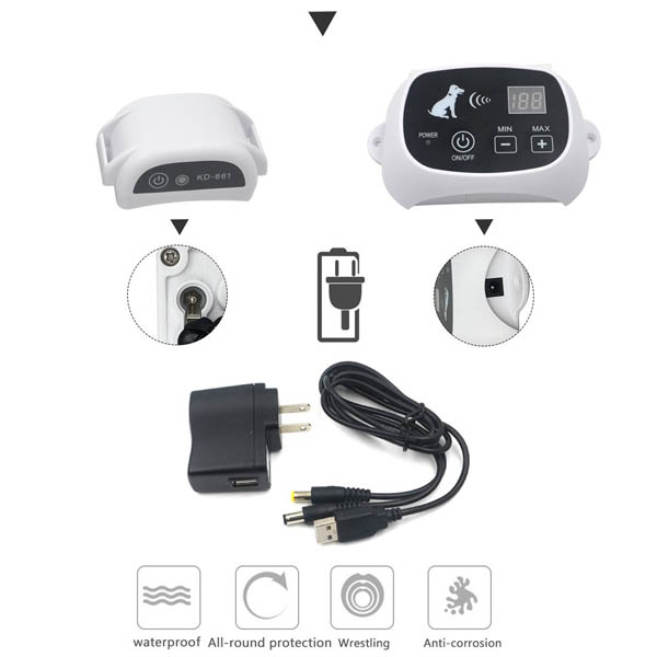 Clôture Anti Fugue Electronique sans fil pour Chien avec 2 colliers