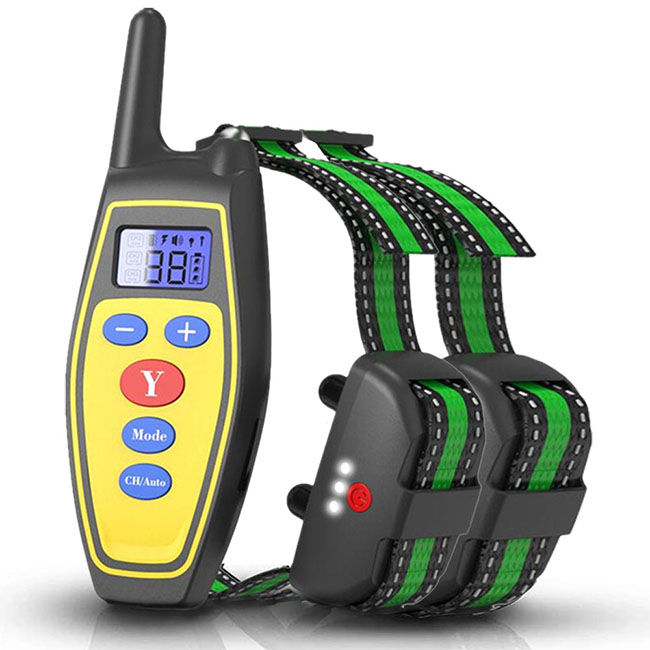 Collier de dressage pour chien 2 en 1 Contrôle automatique anti-aboiement avec télécommande rechargeable et étanche à la pluie pour 2 chiens