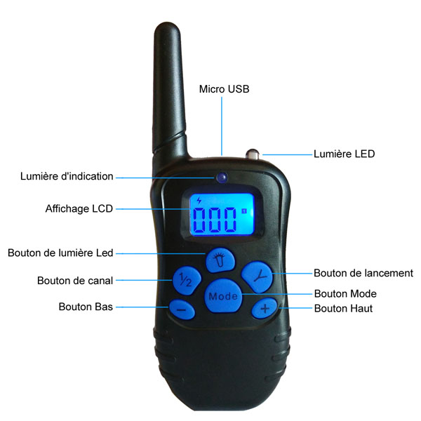 Collier dressage chien télécommande imperméable et rechargeable 300m Anti Aboiement