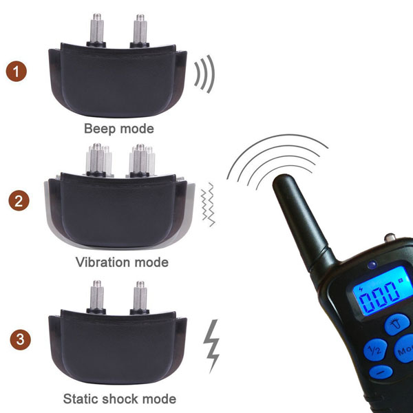 Collier dressage chien télécommande imperméable et rechargeable 300m Anti Aboiement