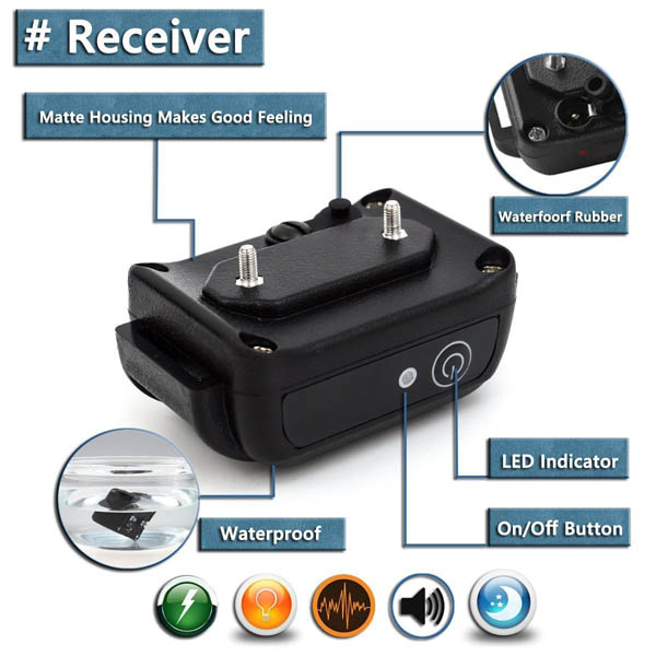 Collier dressage chien électrique rechargeable et étanche 1000m Anti Aboiement Ceinture TPU réglable