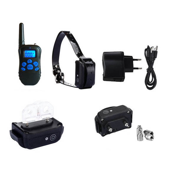 Collier dressage chien télécommande imperméable et rechargeable 300m Ceinture TPU réglable